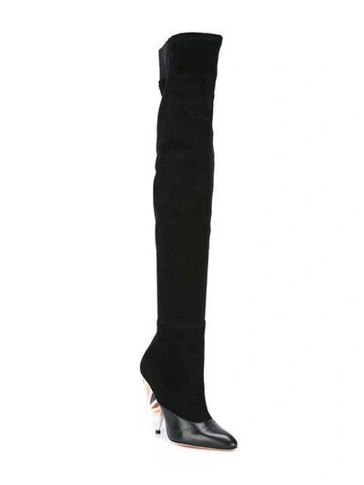 Givenchy Leather-paneled Suede Over-the-knee Boots In 001