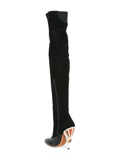 Givenchy Leather-paneled Suede Over-the-knee Boots In 001