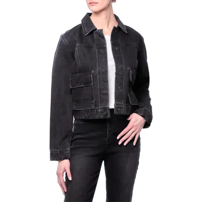 Nicole Miller Patch Pocket Crop Denim Jacket