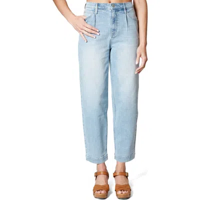 Nicole Miller High Waisted Pleated Front Tapered Leg Jeans