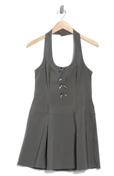 Asos Design Bow Halter Minidress In Gray