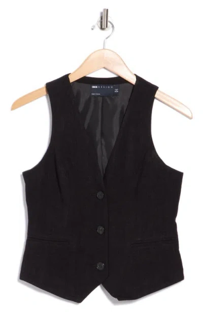 Asos Design V-neck Waistcoat In Black