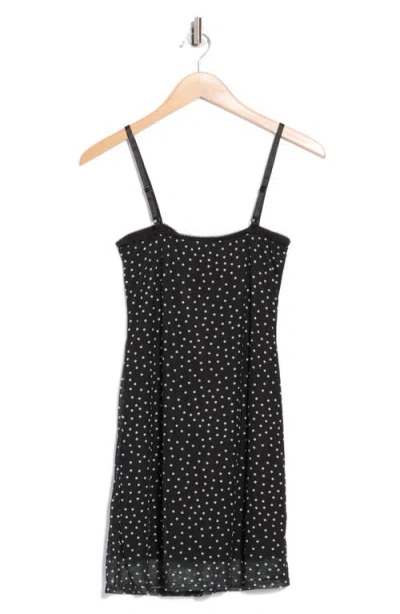 Asos Design Peekaboo Mesh Mini Dress In Mono Spot-black In Black