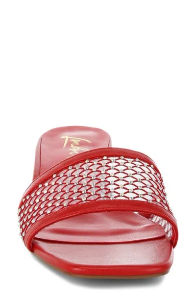 London Rag Kenzia Rhinestone Studded Sandal In Red