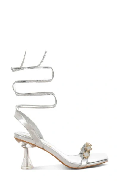 London Rag Ebina Charm Clear Heel Ankle Wrap Sandal