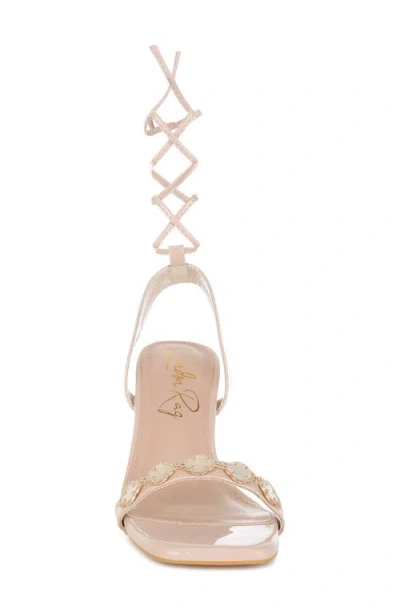 London Rag Ebina Charm Clear Heel Ankle Wrap Sandal In Pink