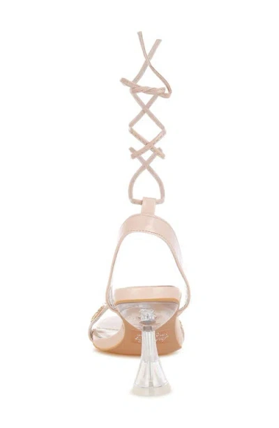 London Rag Ebina Charm Clear Heel Ankle Wrap Sandal In Pink