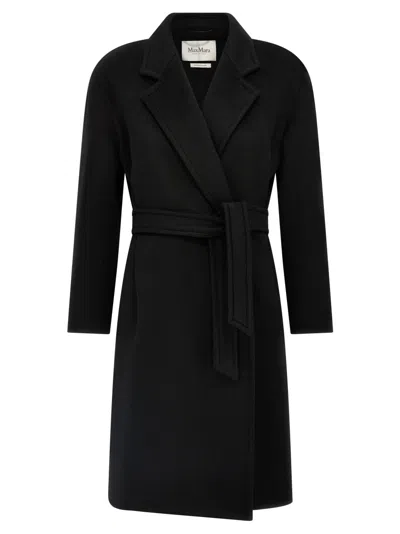 Max Mara Cles Belted Coat In Black