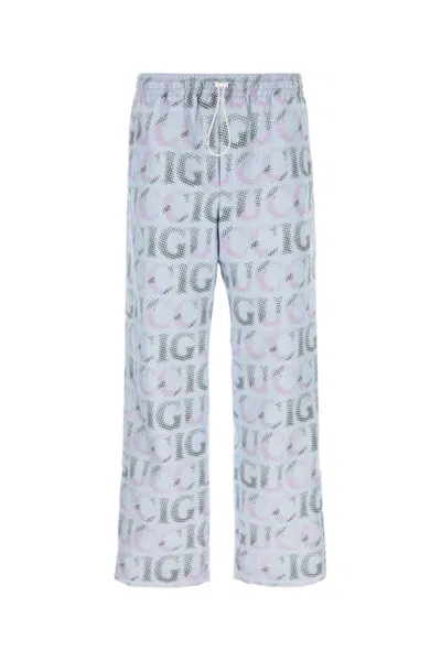 Gucci Polyester Pant With All-over Print And Elastic Waistband In White