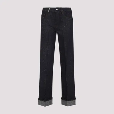 Burberry Cotton Blend Trouser With Metal Belt Loop In Blue