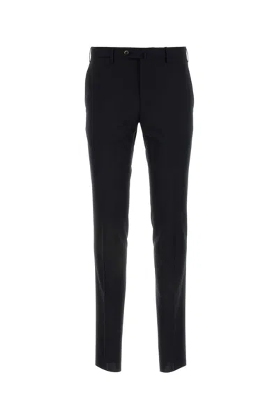 Pt Torino Midnight Blue Stretch Wool Pant In Black