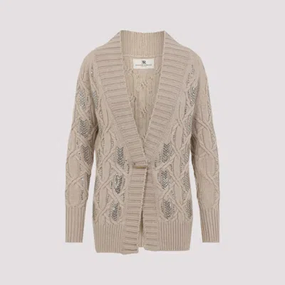 Ermanno Scervino Cable Knit Cardigan Crystal Embellishments