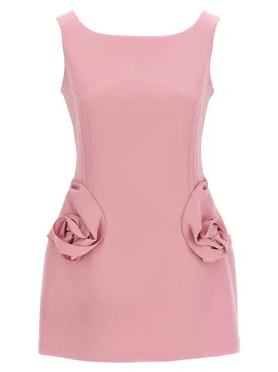 Magda Butrym Floral Appliqued Wool Mini Dress In Pink