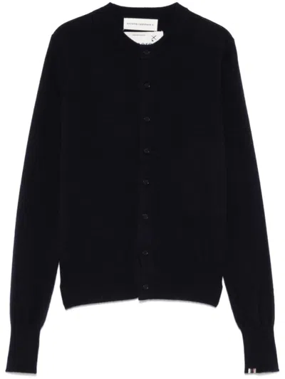 Extreme Cashmere Blue Front Button Cardigan In Black