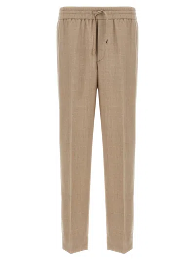 Brioni 'asolo' Trousers Elastic Waistband In Neutral