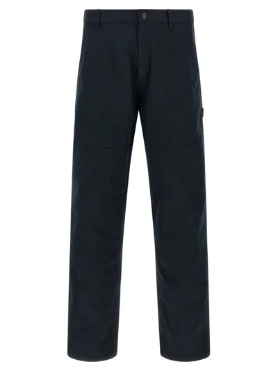 Moncler Cotton Trousers With Belt Loops And Pockets In Blue