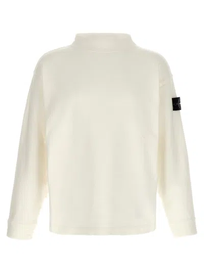 Stone Island Raw Beauty Cotton Sweatshirt In White
