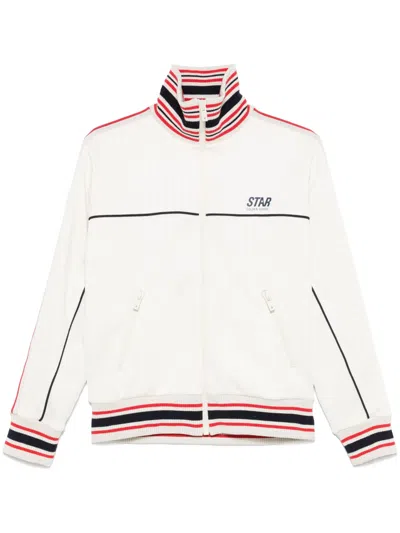 Golden Goose 'track Sweatshirt With Contrasting Hem Edges In White