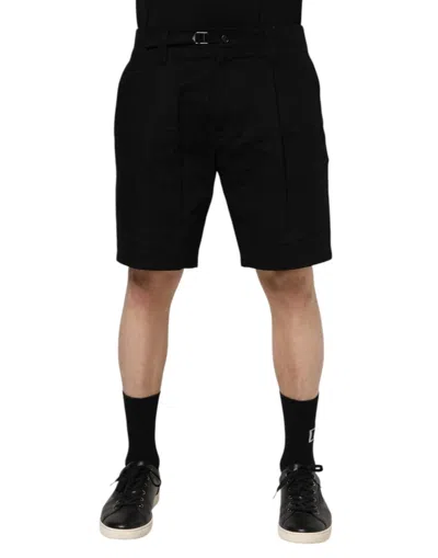 Dolce & Gabbana Black Cotton Knee Length Men Bermuda Shorts In Black
