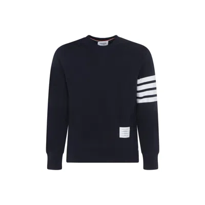 Thom Browne Engineered 4-bar Cotton Sweatshirt In Blue