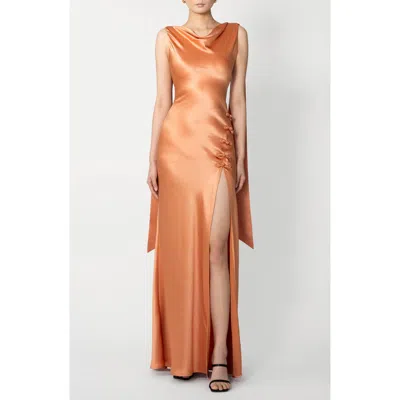 Sau Lee Priscilla Satin Gown In Orange