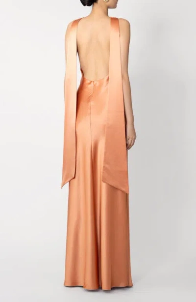 Sau Lee Priscilla Satin Gown In Orange