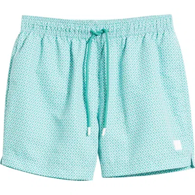 Hugo Boss Drawstring-waist Swim Shorts With All-over Print In Blue