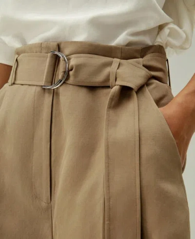 Lilysilk Chic Silk-linen Blend Bermuda Shorts In Brown