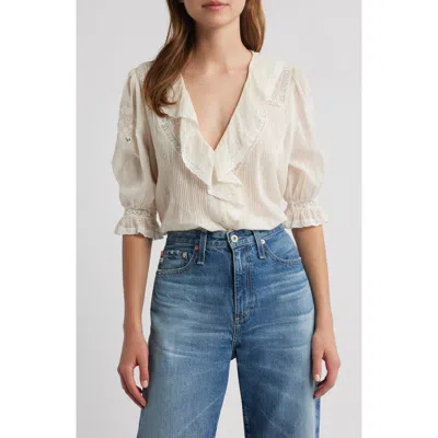 Loveshackfancy Sinora Lace & Ruffle Top In Neutral