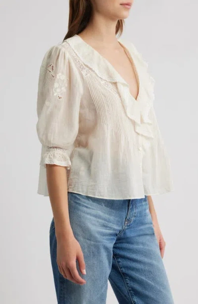 Loveshackfancy Sinora Lace & Ruffle Top In Neutral
