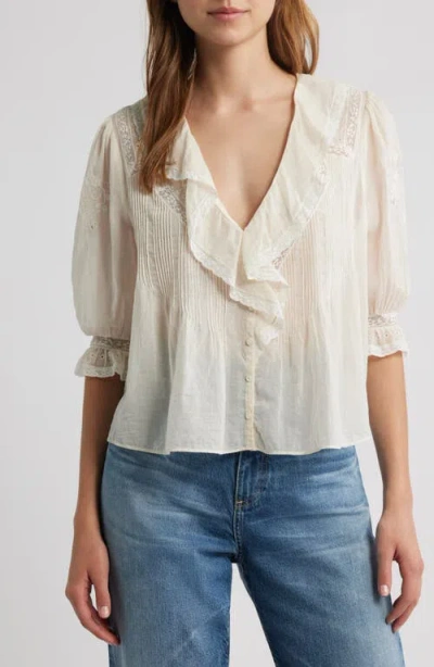 Loveshackfancy Sinora Lace & Ruffle Top In Neutral