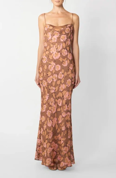 Sau Lee Gabi Floral Print Dress In Brown