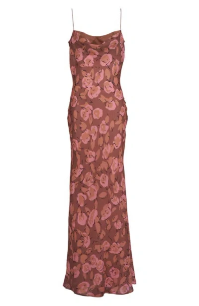 Sau Lee Gabi Floral Print Dress In Brown