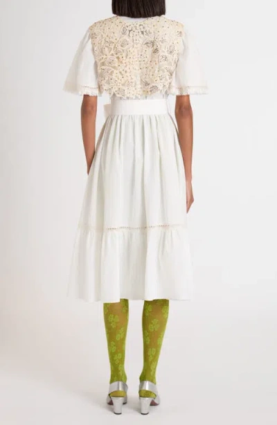 Valentino Garavani Lace Embellished Cotton Muslin Midi Dress In White