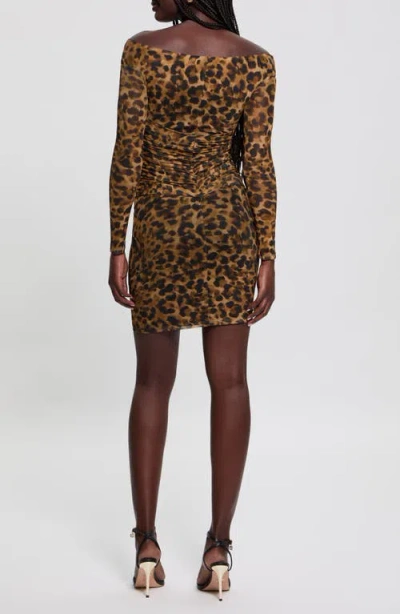 Guess Kendall Leopard Print Long Sleeve Minidress