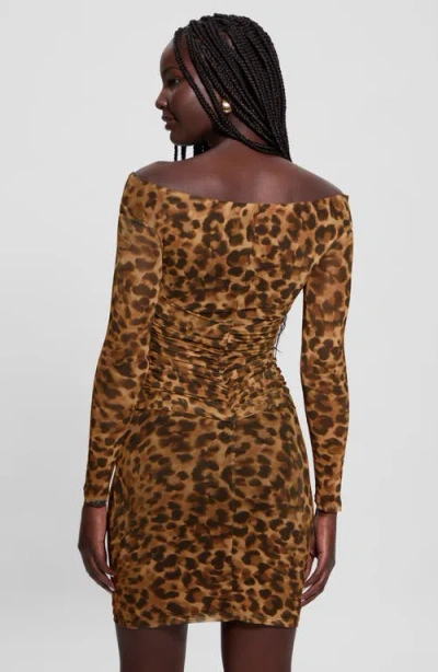 Guess Kendall Leopard Print Long Sleeve Minidress