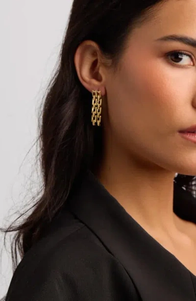 Argento Vivo Sterling Silver Panthera Link Linear Drop Earrings