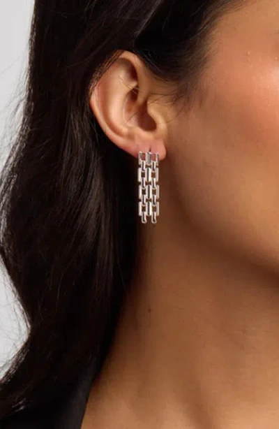 Argento Vivo Sterling Silver Panthera Link Linear Drop Earrings In Metallic