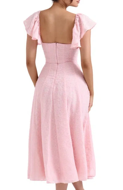 House Of Cb Emma Flutter Sleeve Jacquard Cocktail Dress In Pink
