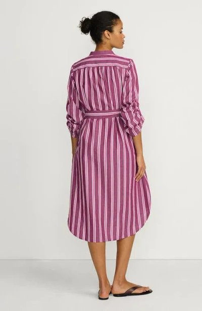 Lands' End Poplin Oversized Puff Sleeve Midi Shirt Dress In Purple