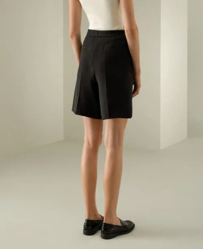 Lilysilk Silk-wool Blend Polished Shorts In Black