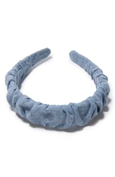 Lele Sadoughi Kelly Ocean Weave Ruched Headband In Blue