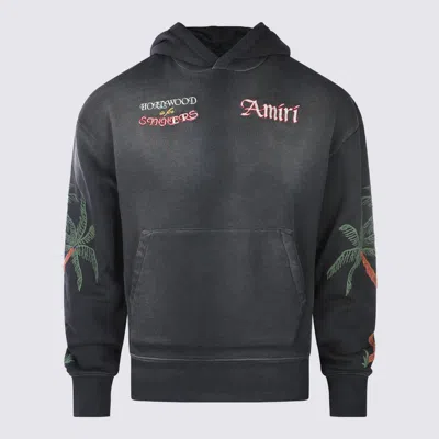 Amiri Hooded Sweatshirt With Front Pocket And Palm Tree Motif In Black