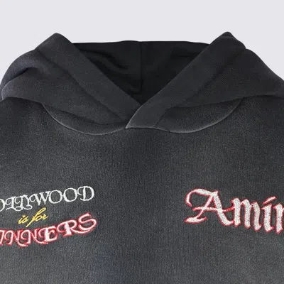 Amiri Hooded Sweatshirt With Front Pocket And Palm Tree Motif In Black