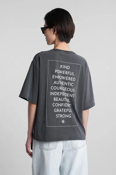 Anine Bing Rudy T-shirt In Black Cotton In Gray