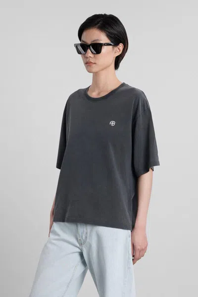 Anine Bing Rudy T-shirt In Black Cotton In Gray