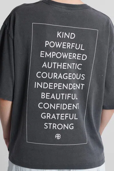 Anine Bing Rudy T-shirt In Black Cotton In Gray