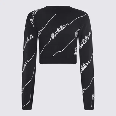 Rotate Birger Christensen Black Cotton And Wool Blend Logo Sweater In Black