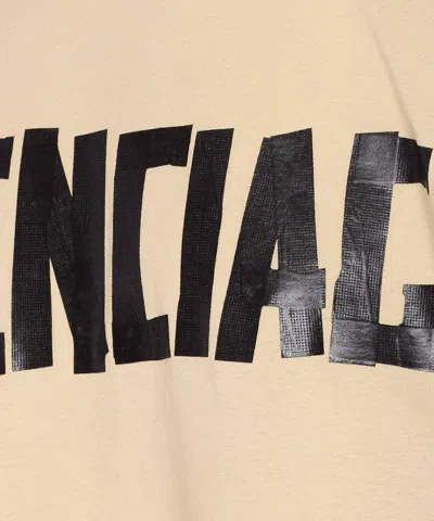 Balenciaga Men Beige Tape Type Medium Fit T-shirt In Neutral