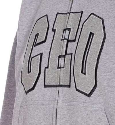 Balenciaga Hooded Cotton Sweatshirt With Kangaroo Pocket In Gray